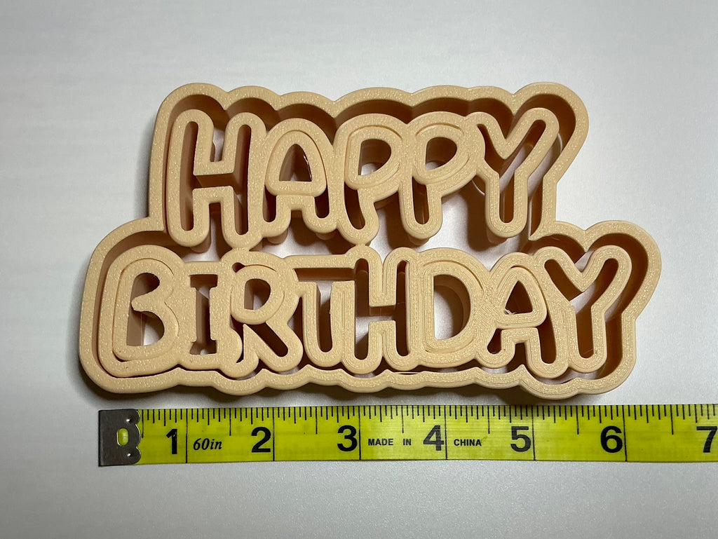 Happy Birthday Cookie Cutter and Stamp - large (BB.06)