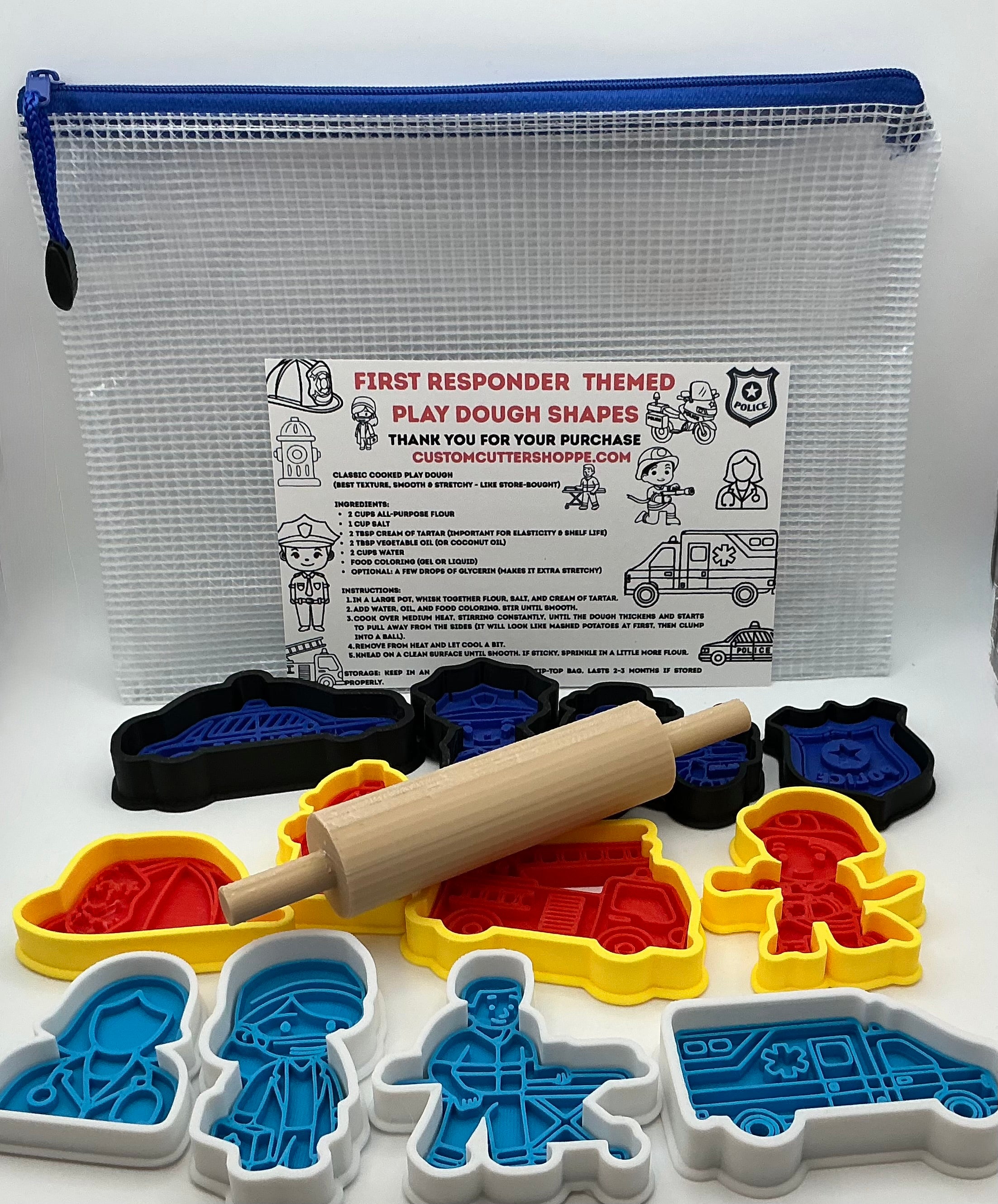 First Responder Themed Kids Play Dough Kit, Sensory Play Kit, Montessori Toy, Gift for Kids, Creative Play Set, Preschool Learning Toy