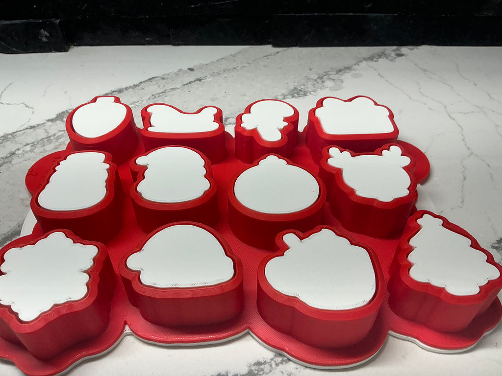 Christmas Multi Cake Pop Popper Mold 12-in-1, Christmas Cookie Cutter,  Advent Calendar Cookie Tool,  Holiday Baking Tool, 2” per shape