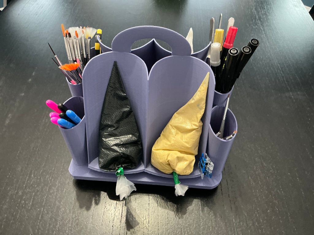 Cookie Decorating Organizer | Icing Bag Holder | Rotating Baking Tool Caddy | Royal Icing Station | 3D Printed Baking Organizer | Cookie Decor Setup l