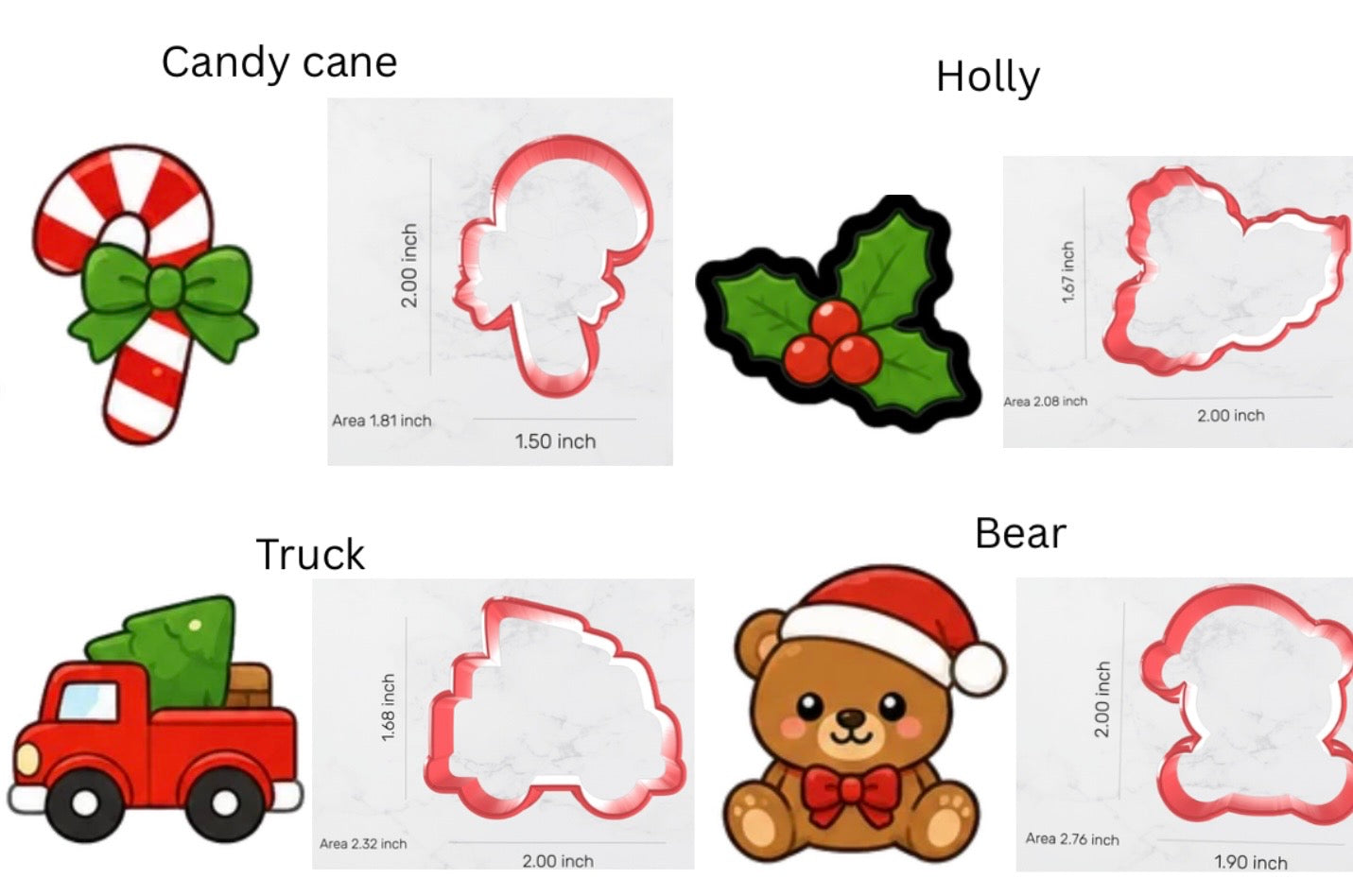 Mini Christmas Cookie Cutters.  Perfect for Christmas Cookie advent calendars.  No cutter larger than 2” in length