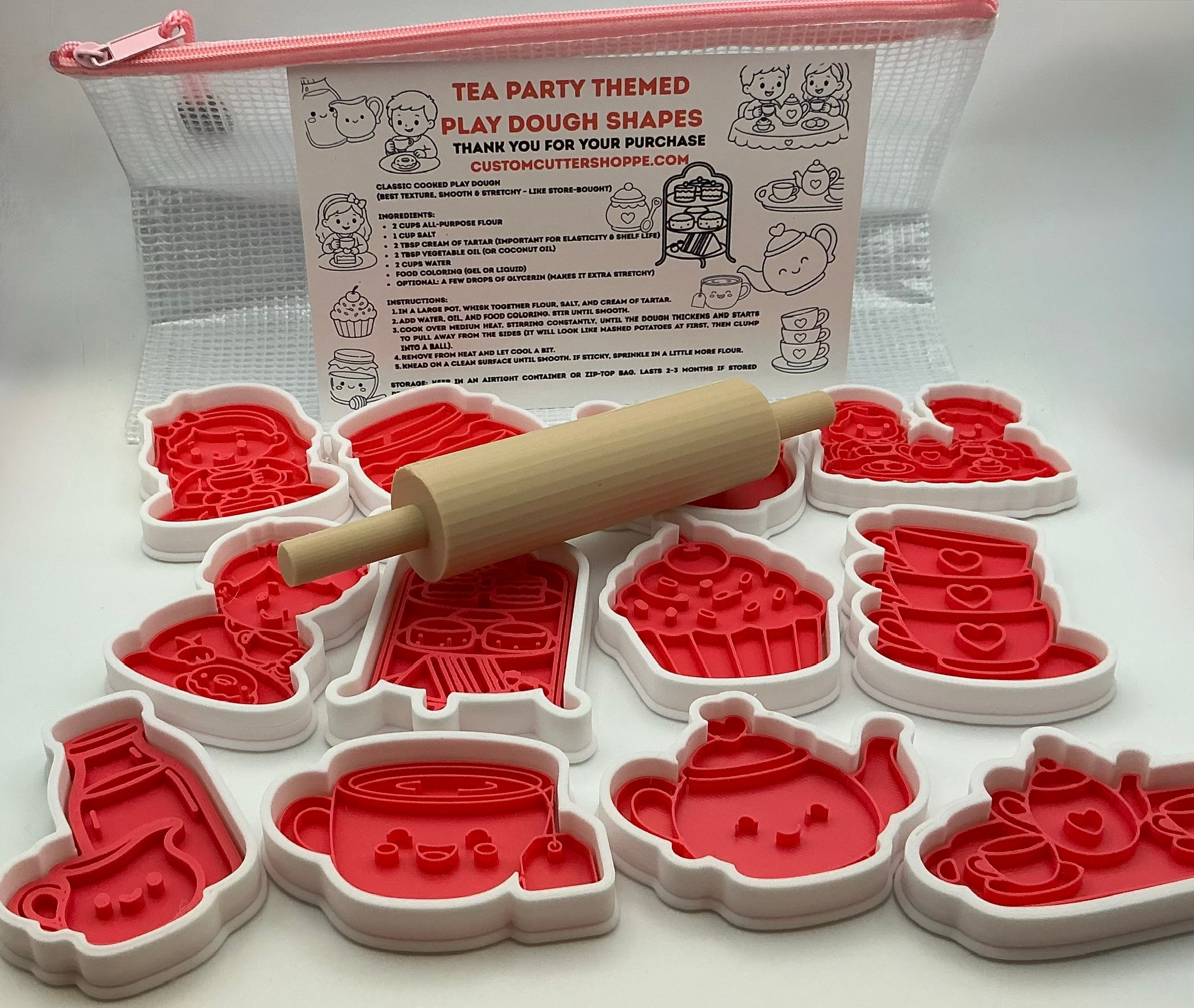 Tea Party Themed Kids Play Dough Kit, Sensory Play Kit, Montessori Toy, Gift for Kids, Creative Play Set, Preschool Learning Toy (Copy)