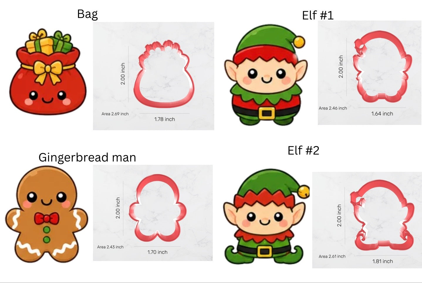 Mini Christmas Cookie Cutters.  Perfect for Christmas Cookie advent calendars.  No cutter larger than 2” in length