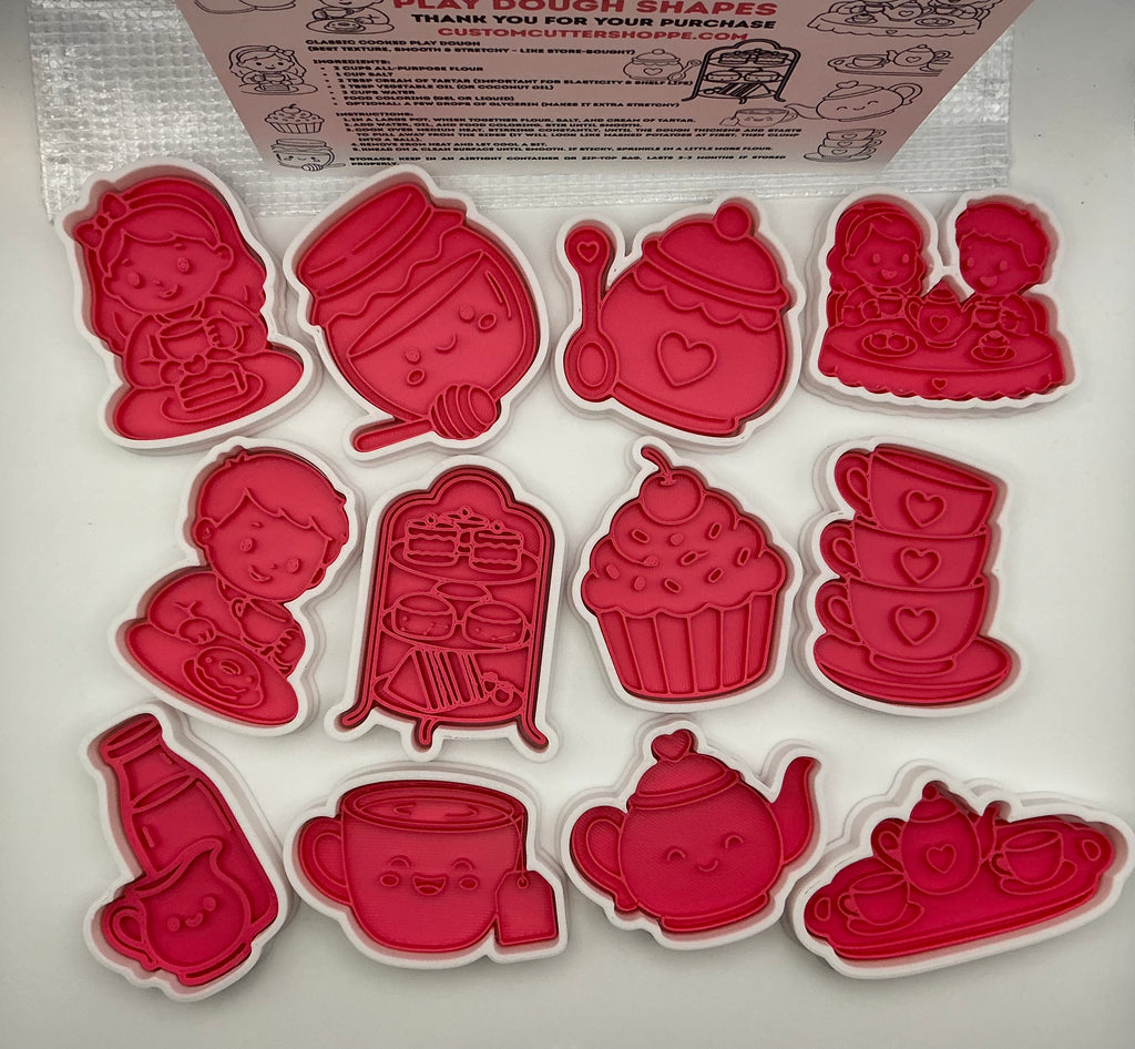 Tea Party Themed Kids Play Dough Kit, Sensory Play Kit, Montessori Toy, Gift for Kids, Creative Play Set, Preschool Learning Toy (Copy)