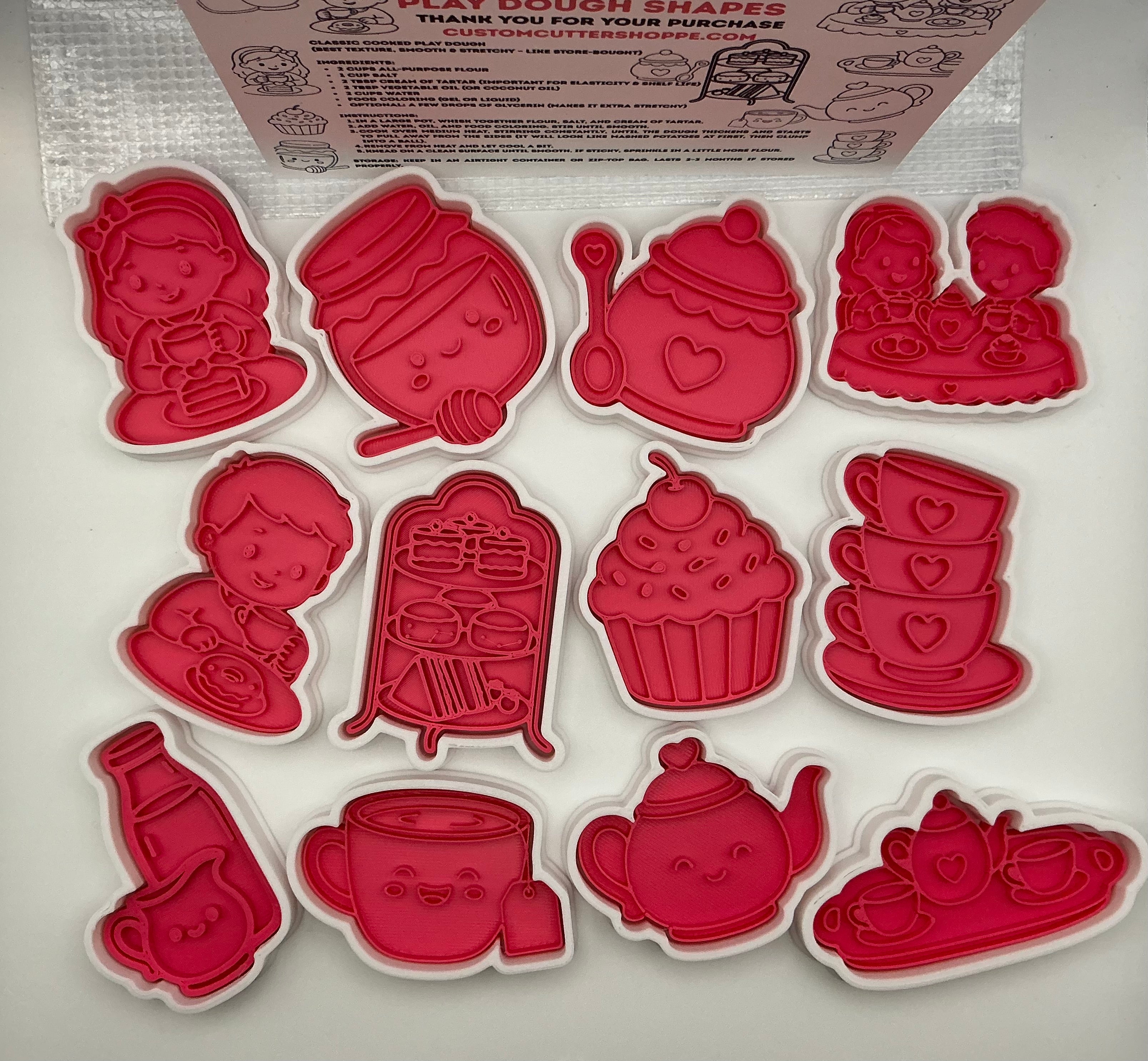Tea Party Themed Kids Play Dough Kit, Sensory Play Kit, Montessori Toy, Gift for Kids, Creative Play Set, Preschool Learning Toy (Copy)