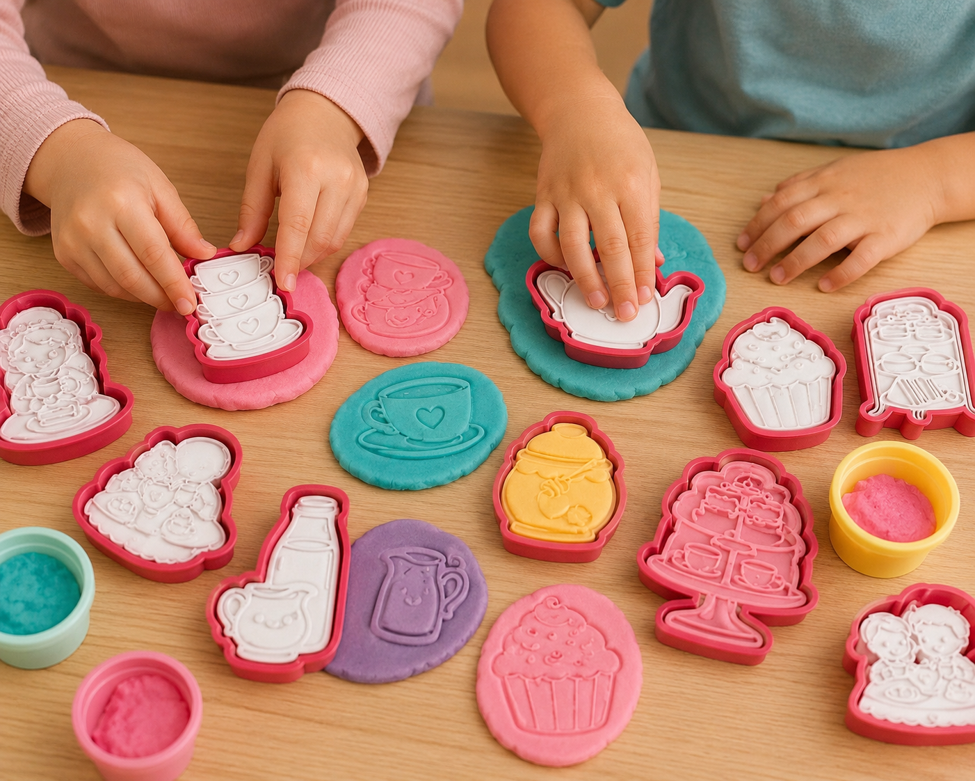 Tea Party Themed Kids Play Dough Kit, Sensory Play Kit, Montessori Toy, Gift for Kids, Creative Play Set, Preschool Learning Toy (Copy)