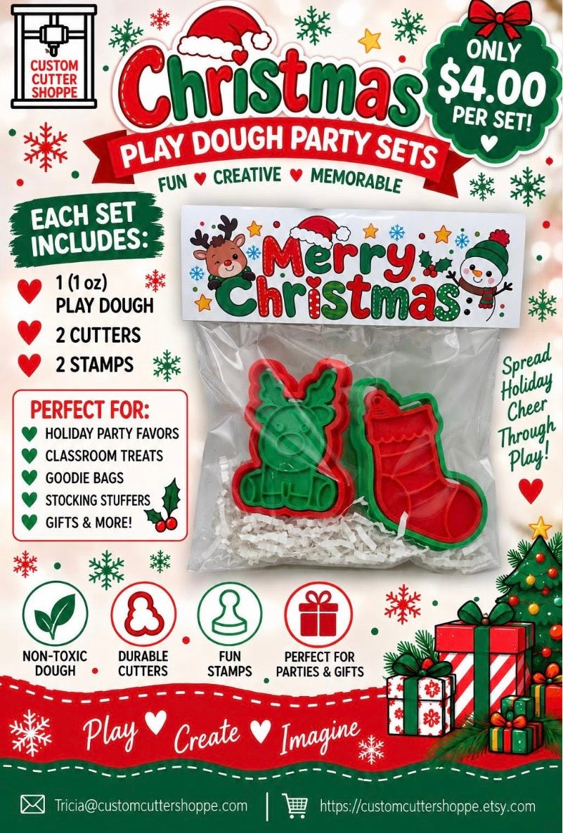 Christmas Play Dough Cutter & Stamp Set for Kids