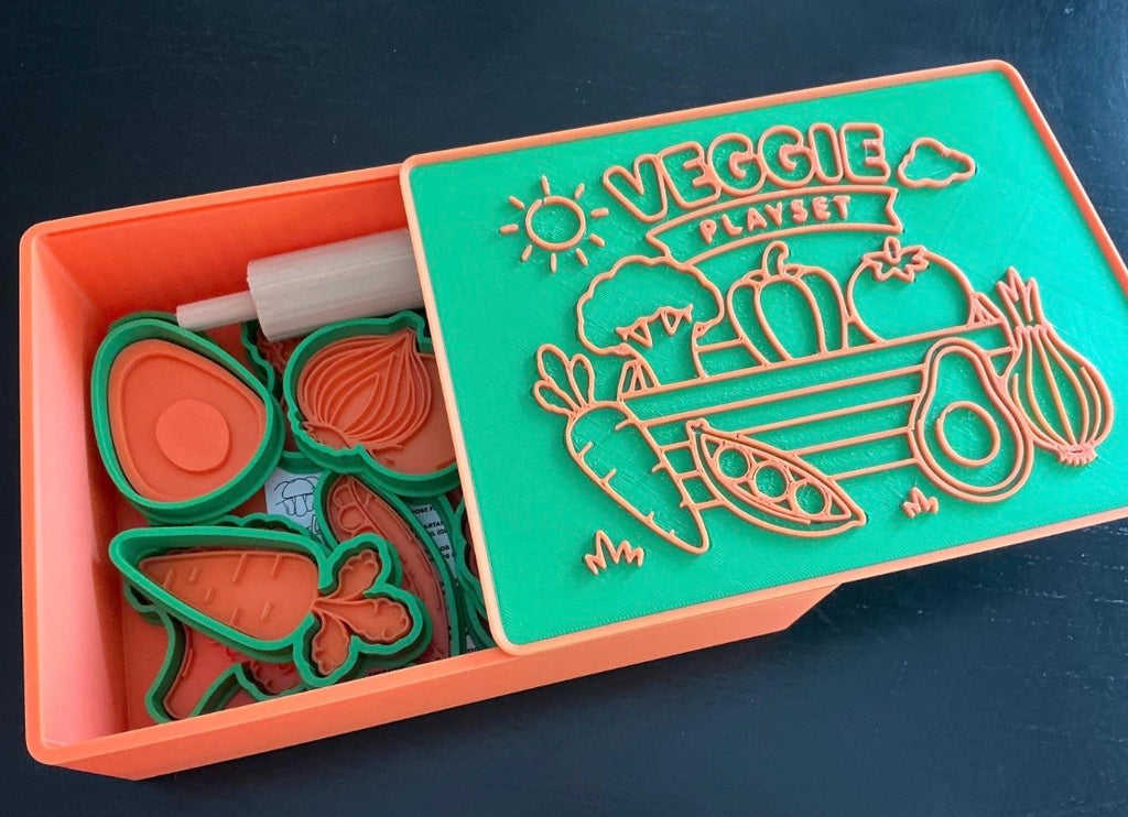 Veggie Play Dough Cutter & Stamp Set for Kids