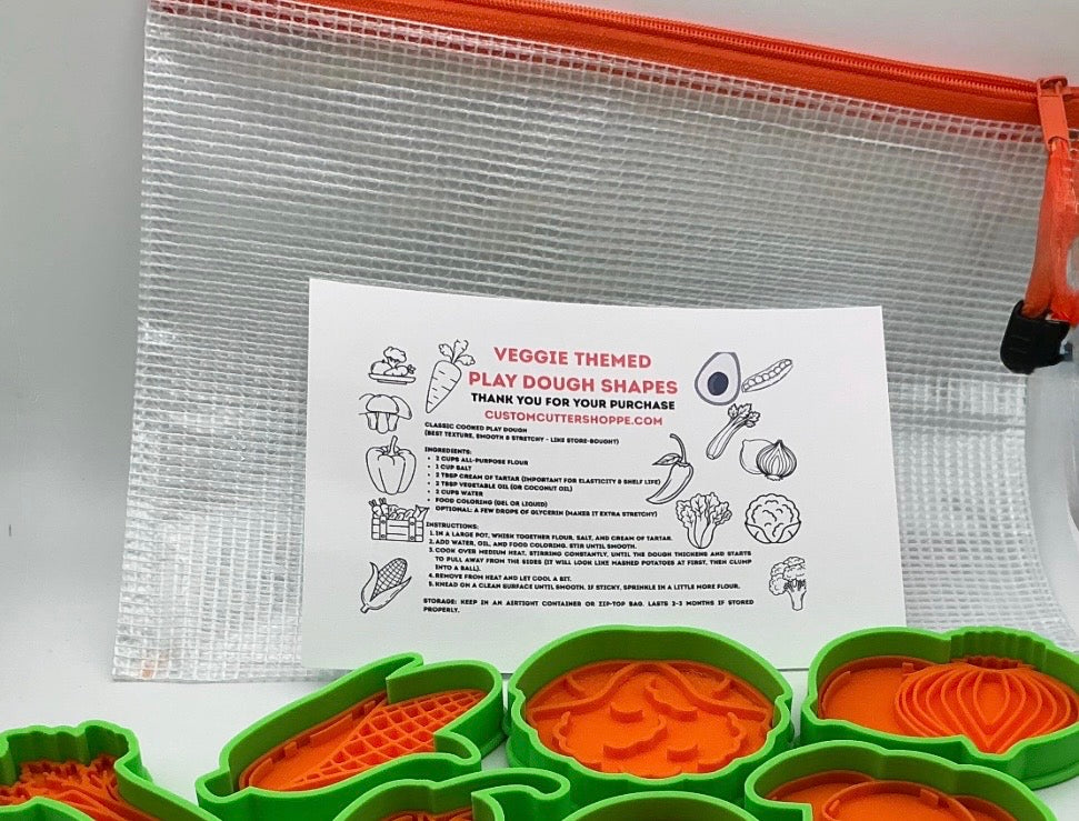 Veggie Play Dough Cutter & Stamp Set for Kids