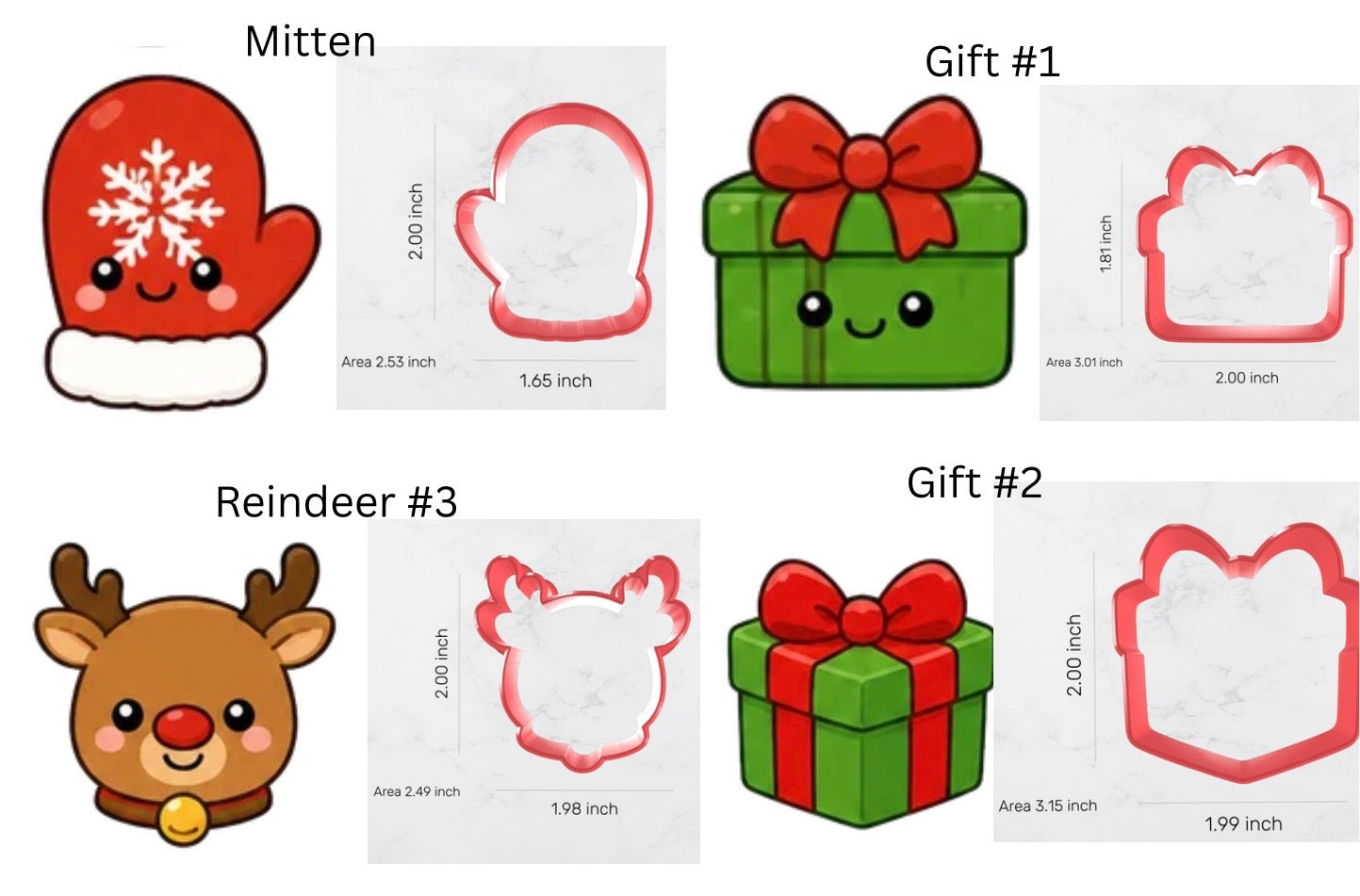 Mini Christmas Cookie Cutters.  Perfect for Christmas Cookie advent calendars.  No cutter larger than 2” in length