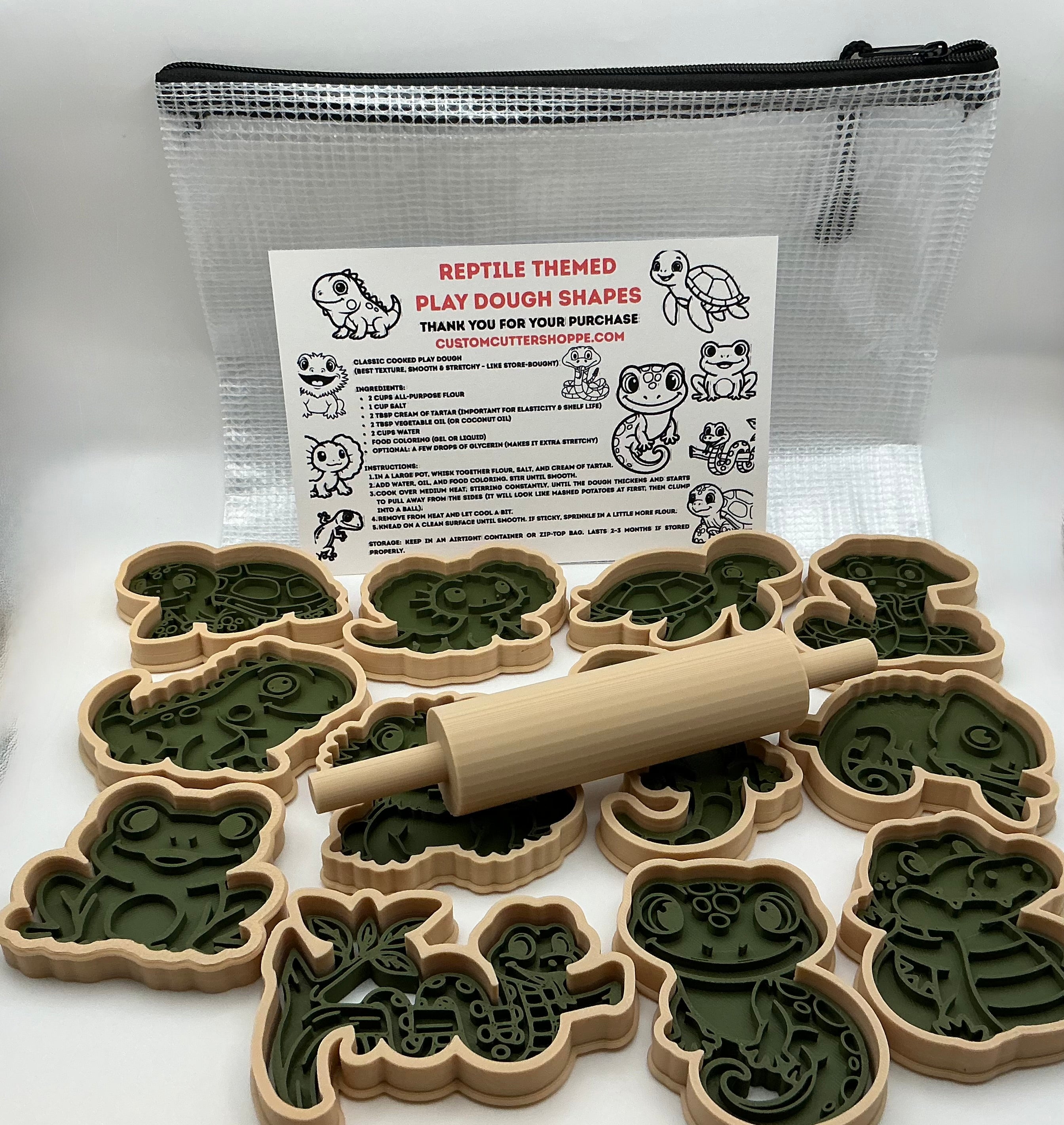 Reptile Themed Kids Play Dough Kit, Sensory Play Kit, Montessori Toy, Gift for Kids, Creative Play Set, Preschool Learning Toy (Copy 2)