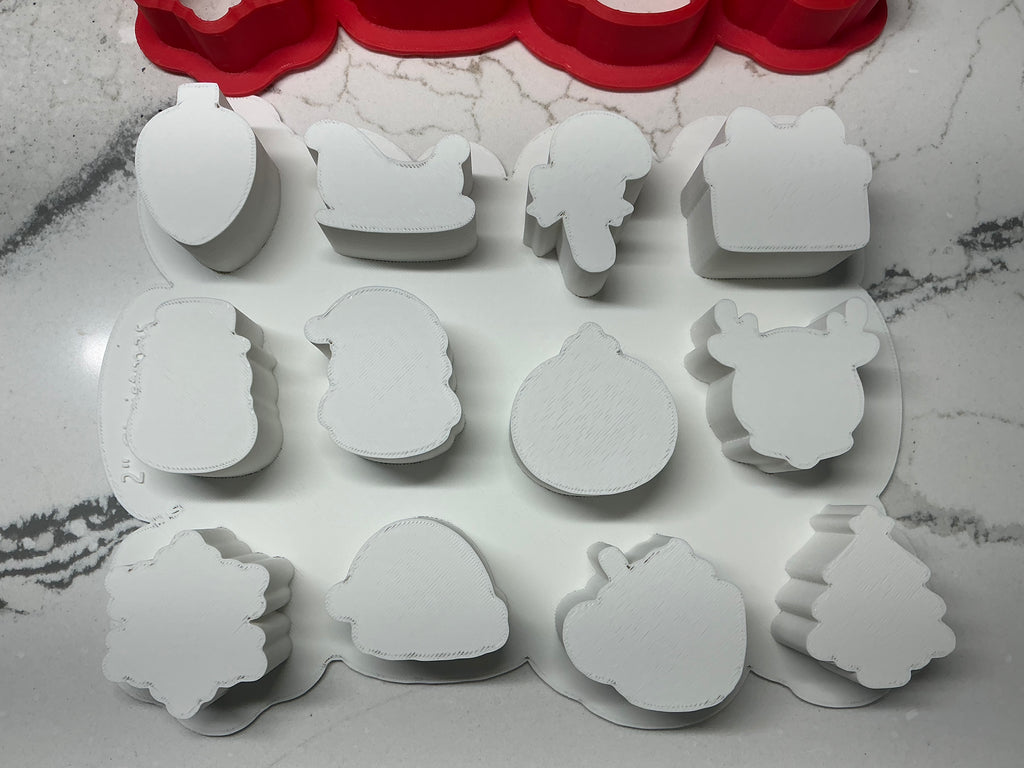 Christmas Multi Cake Pop Popper Mold 12-in-1, Christmas Cookie Cutter,  Advent Calendar Cookie Tool,  Holiday Baking Tool, 2” per shape