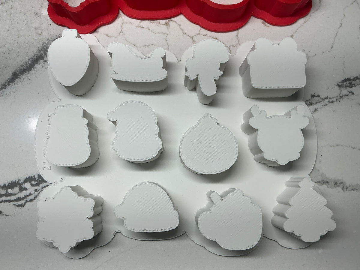 Christmas Multi Cake Pop Popper Mold 12-in-1, Christmas Cookie Cutter,  Advent Calendar Cookie Tool,  Holiday Baking Tool, 2” per shape