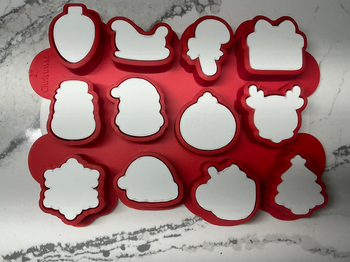 Christmas Multi Cake Pop Popper Mold 12-in-1, Christmas Cookie Cutter,  Advent Calendar Cookie Tool,  Holiday Baking Tool, 2” per shape