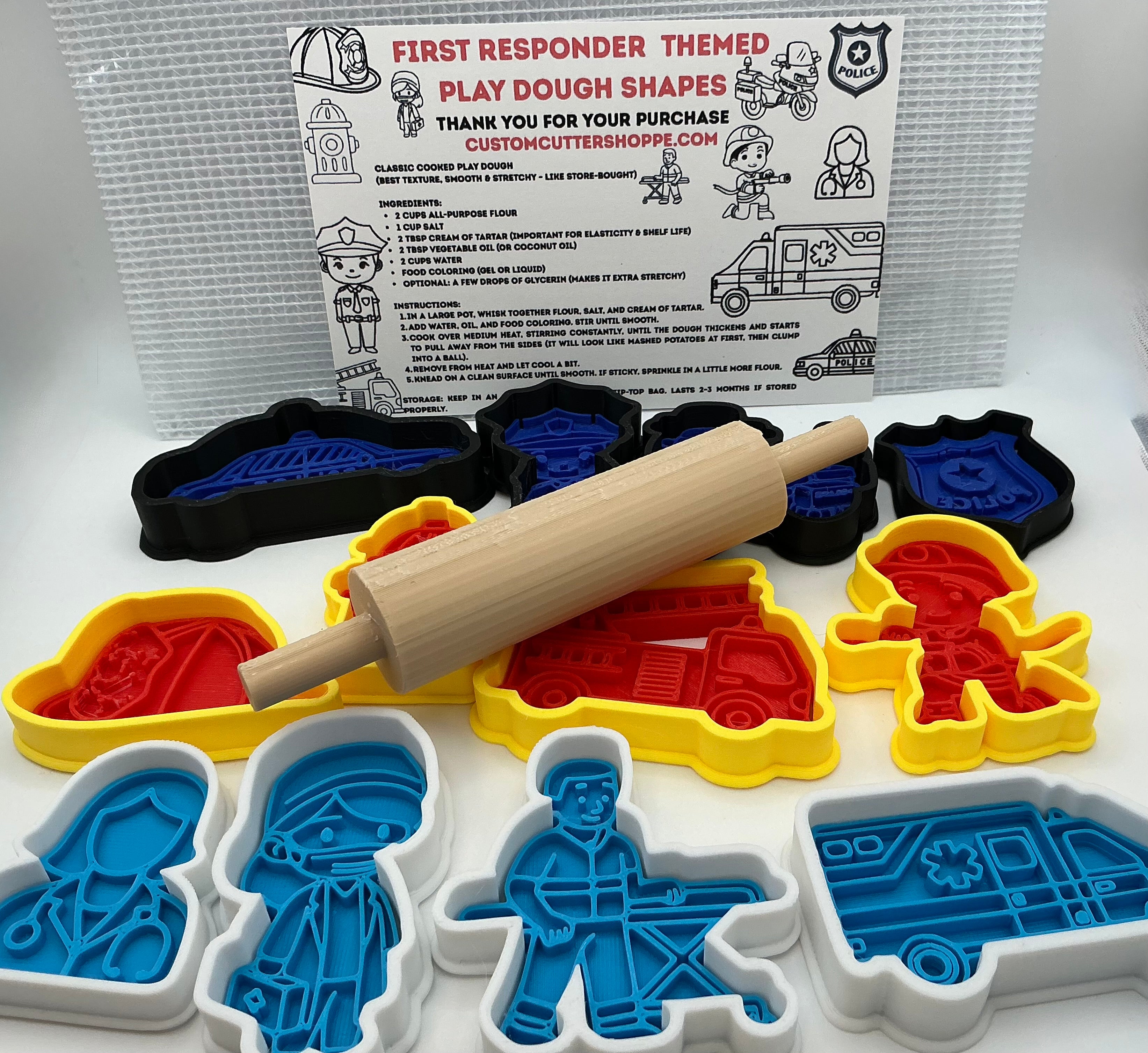 First Responder Themed Kids Play Dough Kit, Sensory Play Kit, Montessori Toy, Gift for Kids, Creative Play Set, Preschool Learning Toy