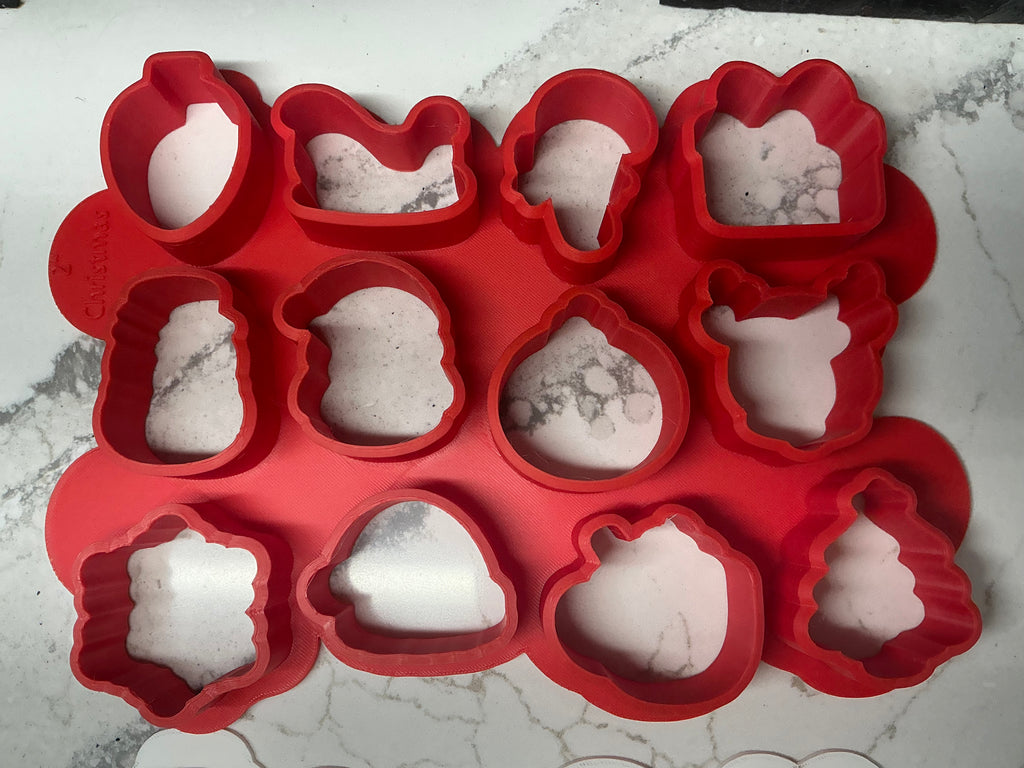 Christmas Multi Cake Pop Popper Mold 12-in-1, Christmas Cookie Cutter,  Advent Calendar Cookie Tool,  Holiday Baking Tool, 2” per shape