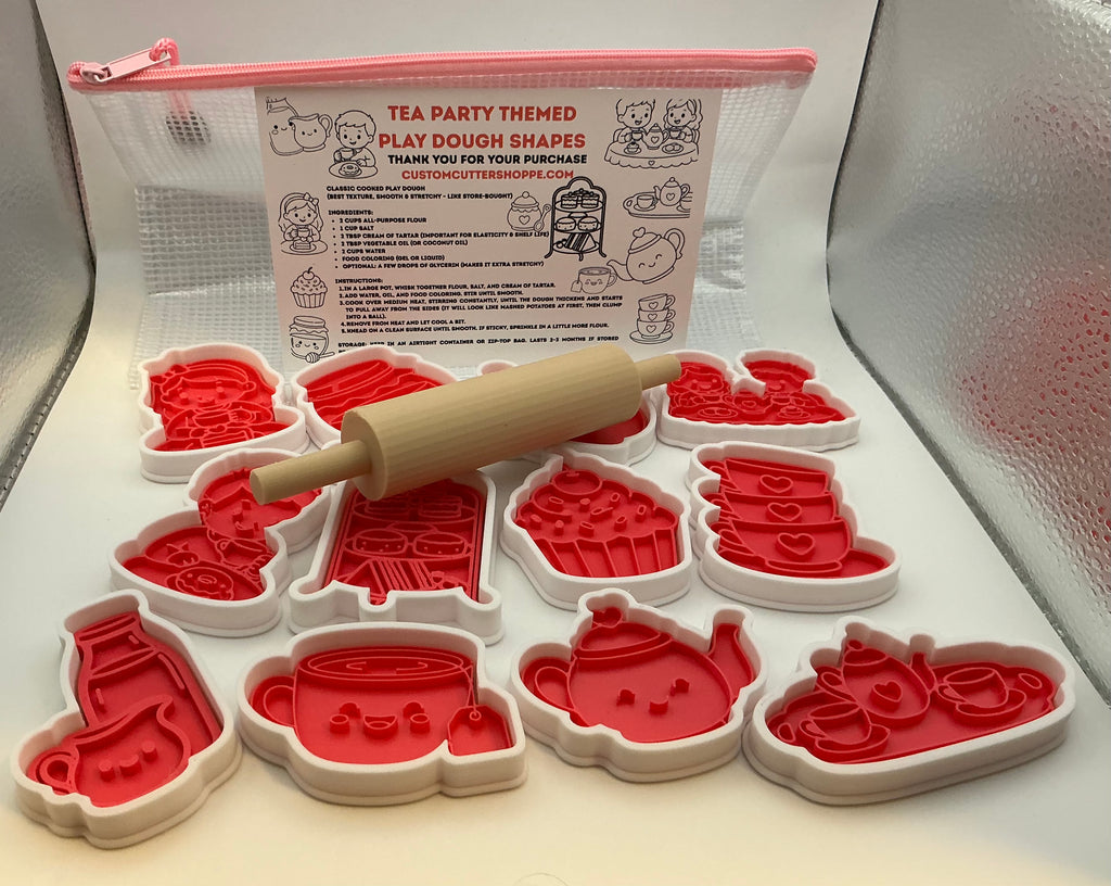 Tea Party Themed Kids Play Dough Kit, Sensory Play Kit, Montessori Toy, Gift for Kids, Creative Play Set, Preschool Learning Toy (Copy)