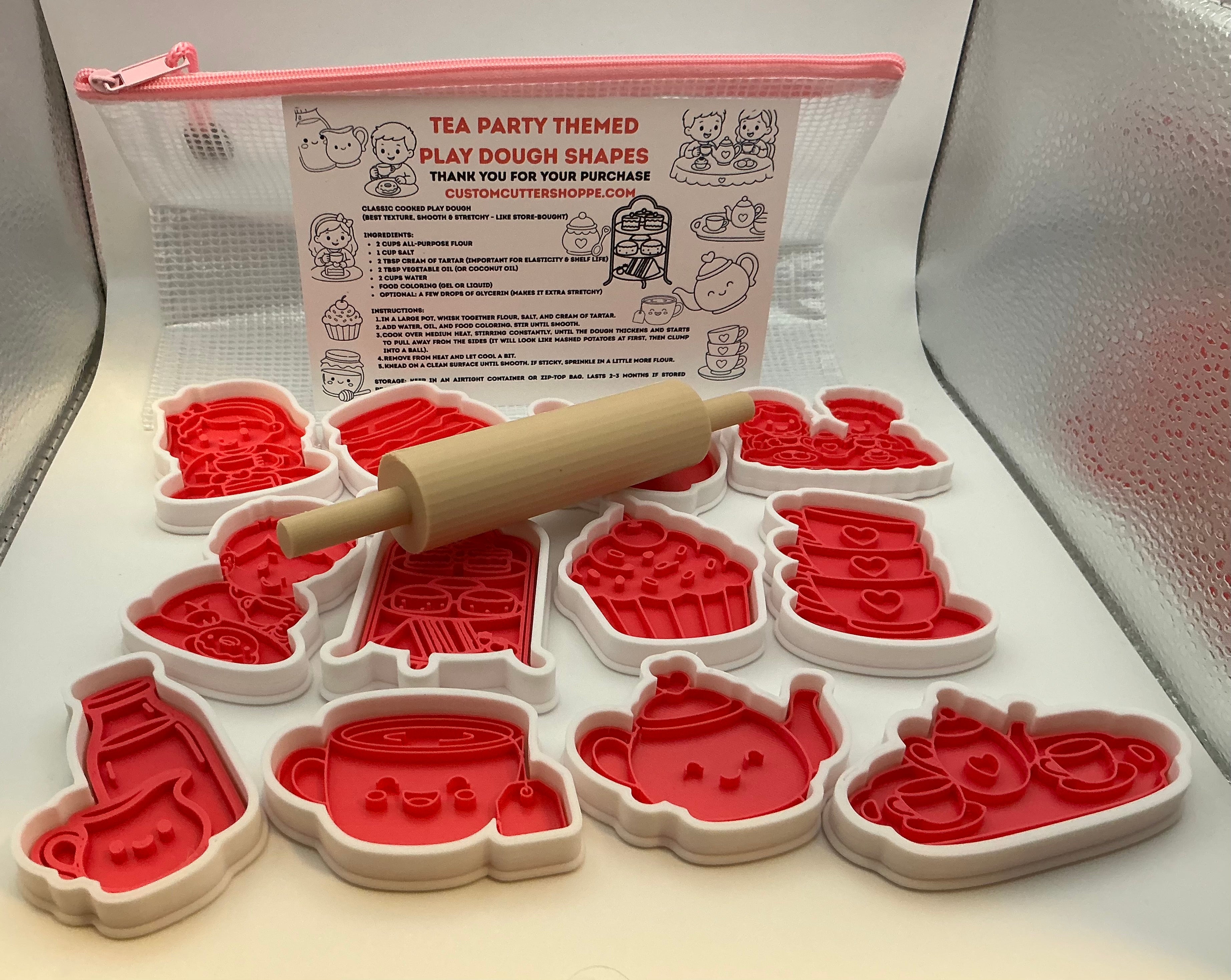 Tea Party Themed Kids Play Dough Kit, Sensory Play Kit, Montessori Toy, Gift for Kids, Creative Play Set, Preschool Learning Toy (Copy)