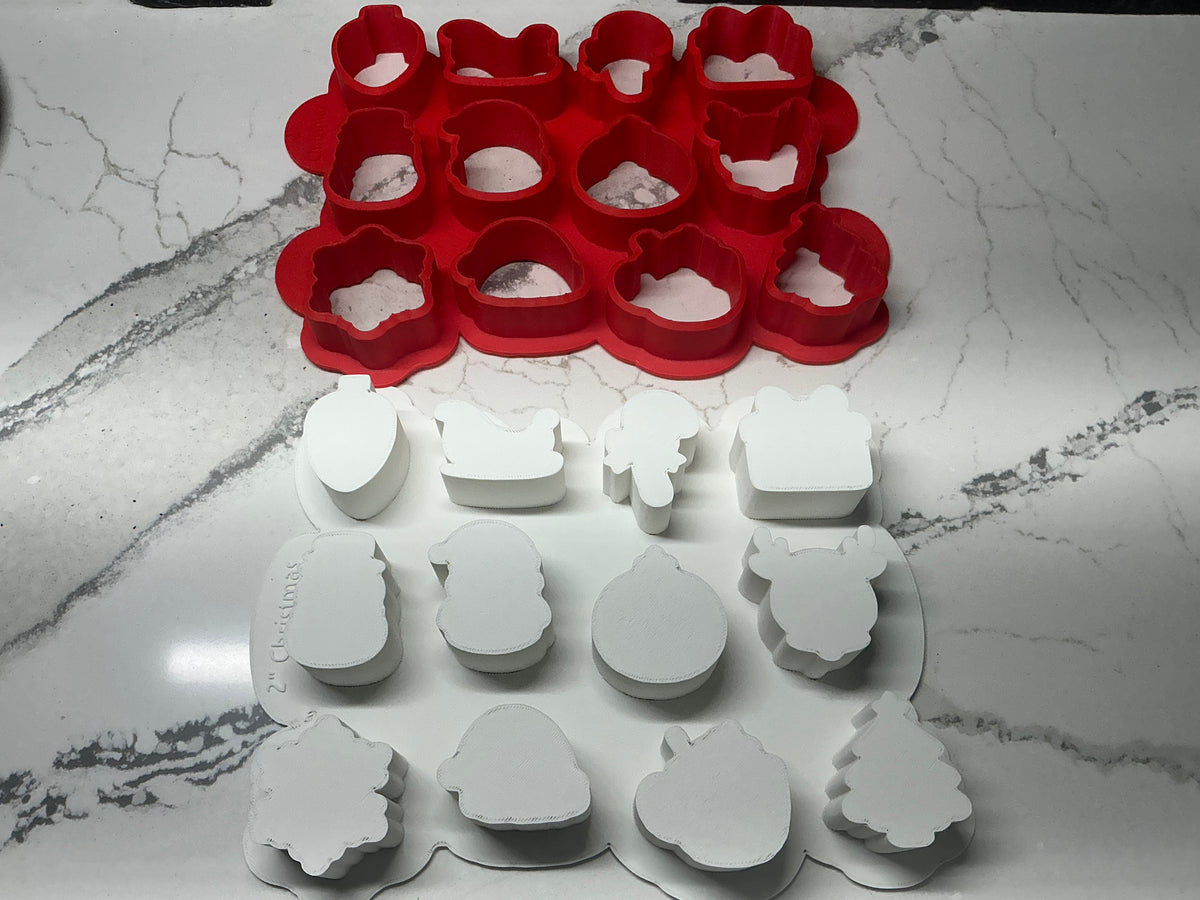 Christmas Multi Cake Pop Popper Mold 12-in-1, Christmas Cookie Cutter,  Advent Calendar Cookie Tool,  Holiday Baking Tool, 2” per shape