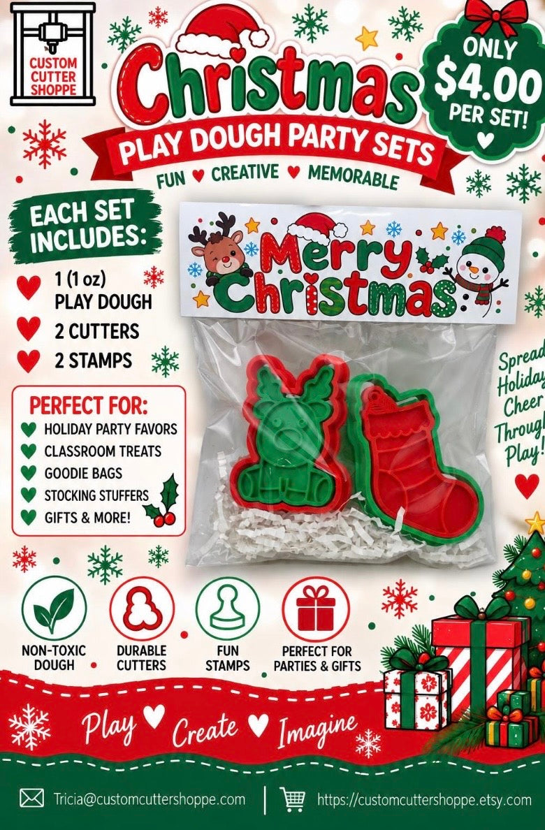 Christmas Play Dough Cutter & Stamp Set for Kids