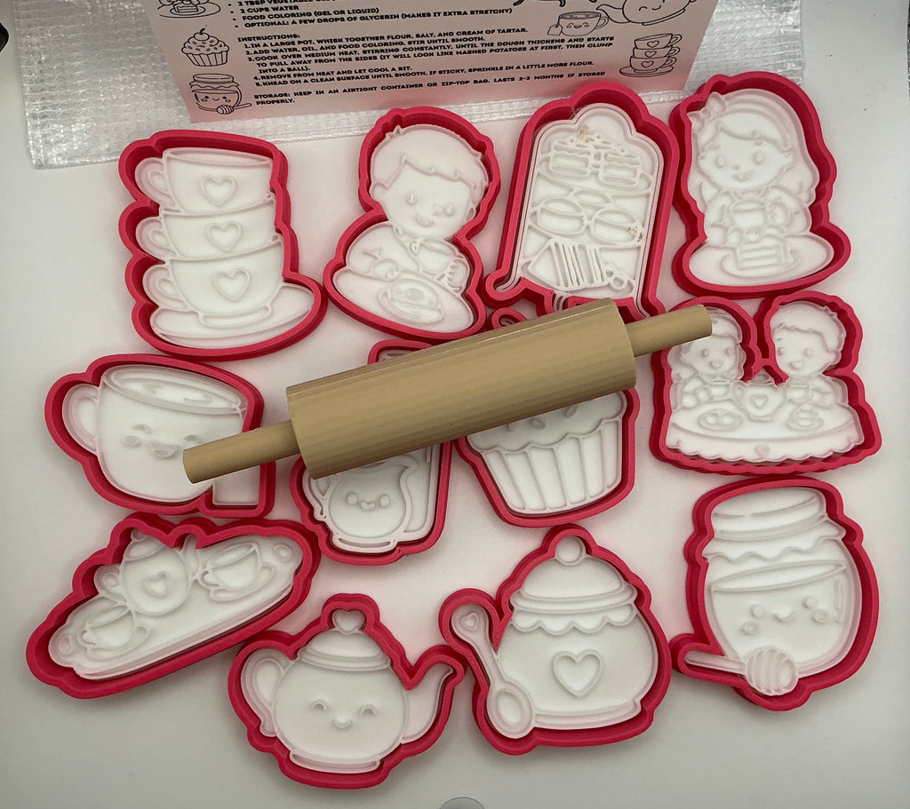 Tea Party Themed Kids Play Dough Kit, Sensory Play Kit, Montessori Toy, Gift for Kids, Creative Play Set, Preschool Learning Toy (Copy)