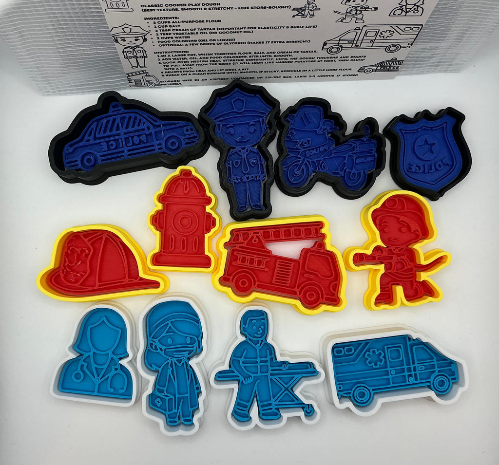First Responder Themed Kids Play Dough Kit, Sensory Play Kit, Montessori Toy, Gift for Kids, Creative Play Set, Preschool Learning Toy