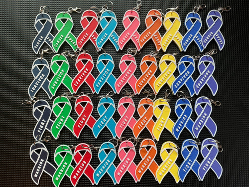 Cancer Awareness keychain/bag tag, Siteman Donation of 5 dollar donation for every 15 dollars sold for any of our Cancer product lines