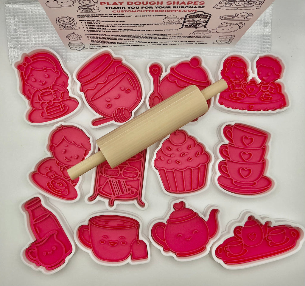 Tea Party Themed Kids Play Dough Kit, Sensory Play Kit, Montessori Toy, Gift for Kids, Creative Play Set, Preschool Learning Toy (Copy)