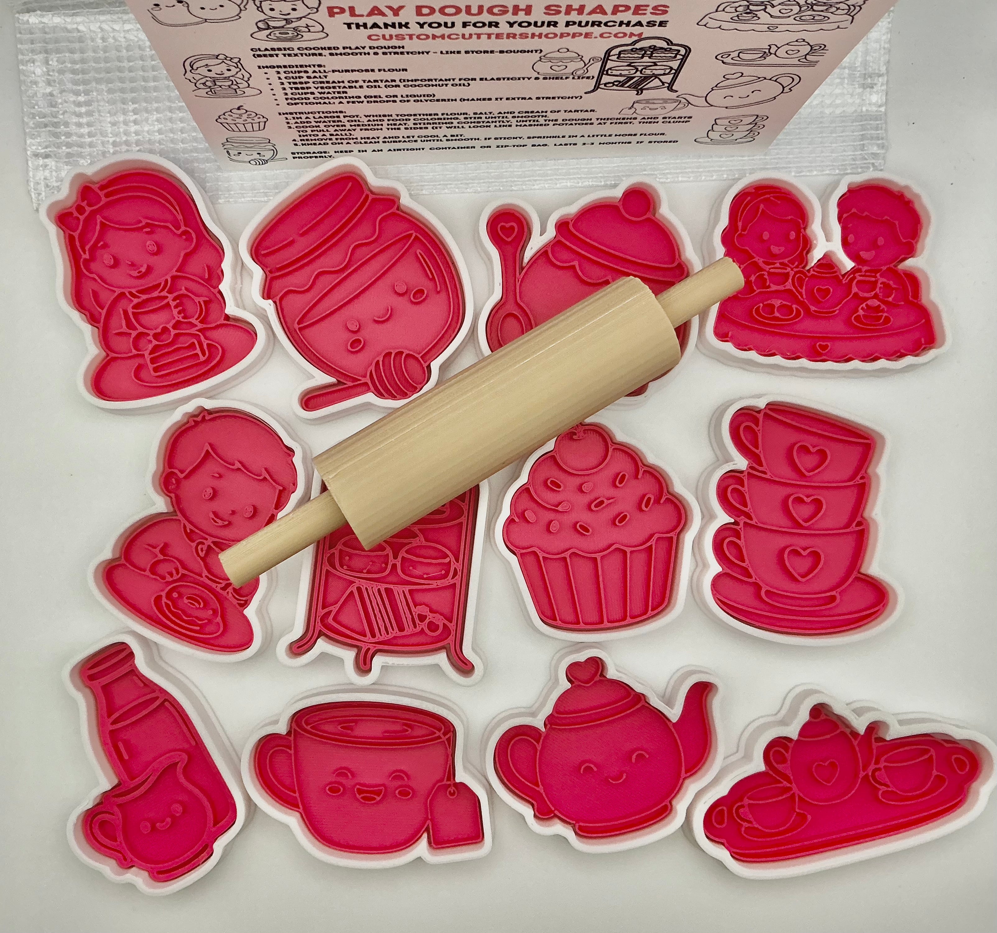 Tea Party Themed Kids Play Dough Kit, Sensory Play Kit, Montessori Toy, Gift for Kids, Creative Play Set, Preschool Learning Toy (Copy)