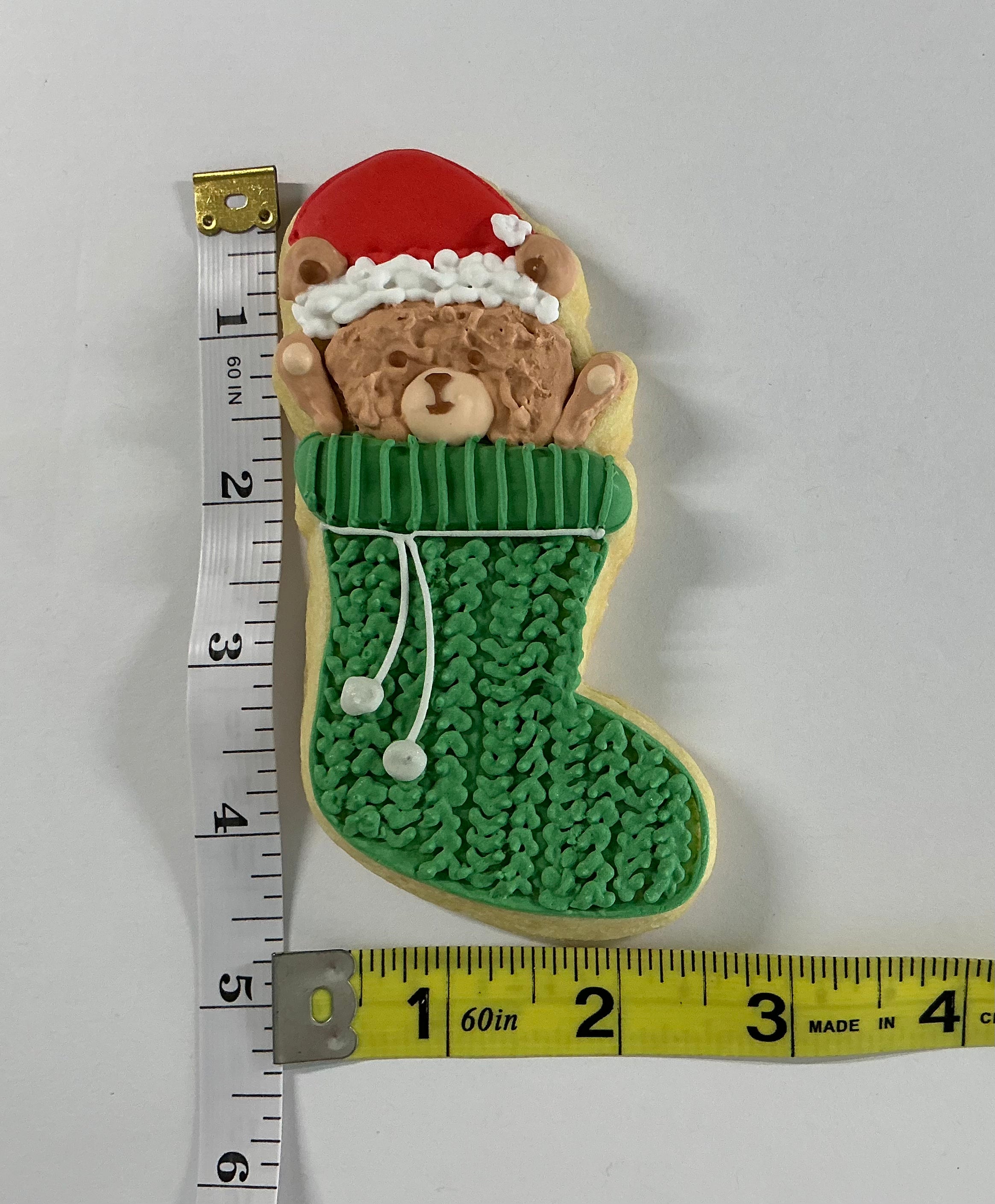 Bear with Santa Hat in Stocking Cookie Cutter (B.23)