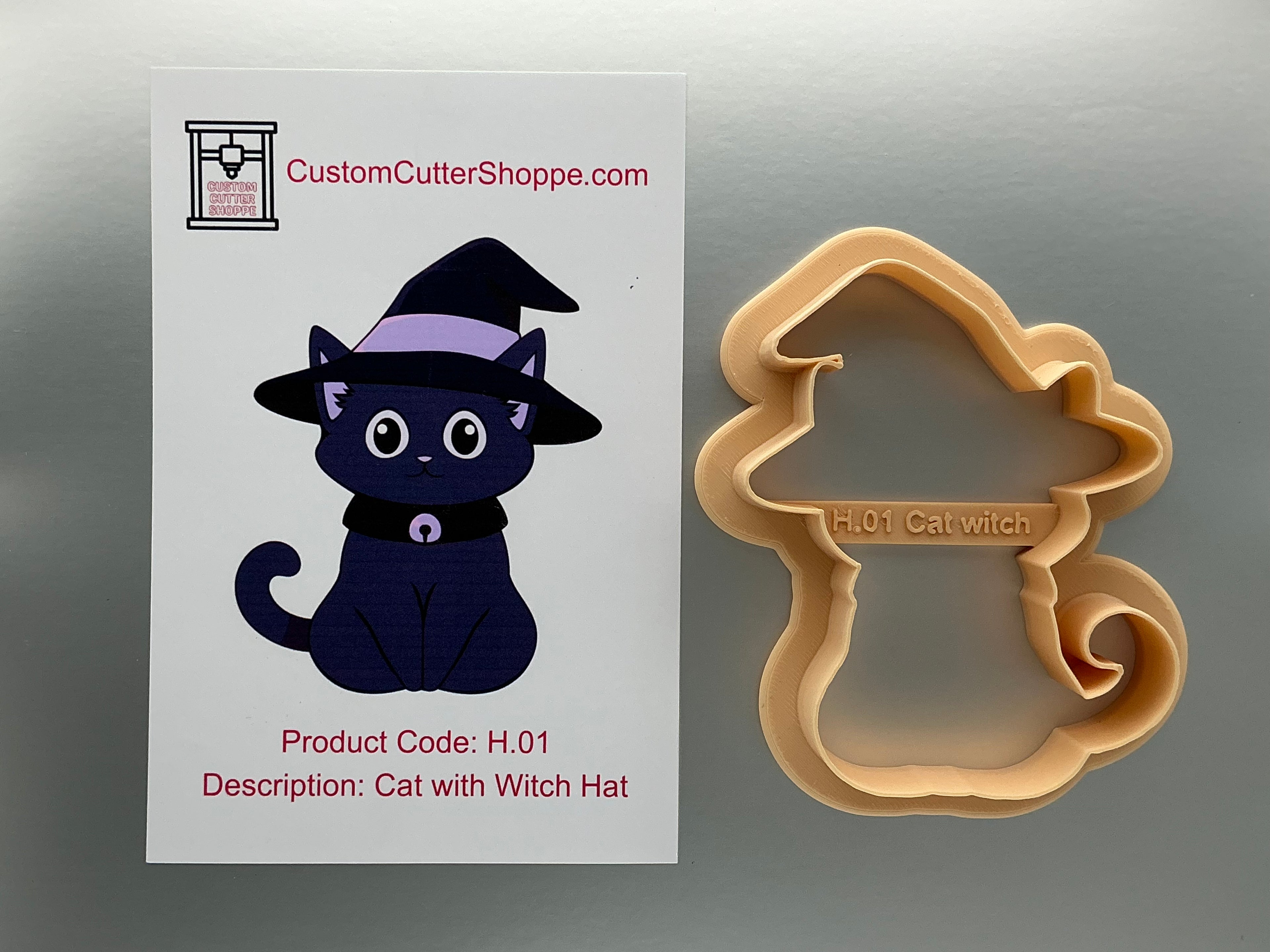 Halloween Cat with Witch Hat Cookie Cutter (H.01)