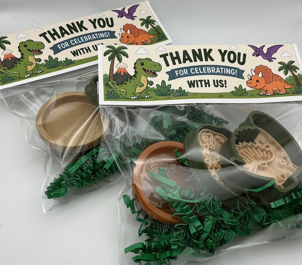 Dinosaur Party Favor Set, Play Dough Kit with 1 dough & 2 Cutters/Stamps, Dinosaur Birthday Goodie Bag, Kids Party Gift, Classroom Treat