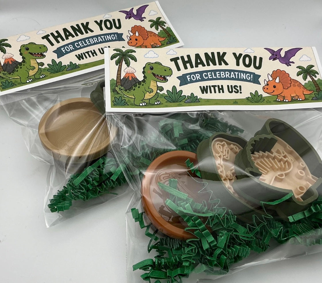 Dinosaur Party Favor Set, Play Dough Kit with 1 dough & 2 Cutters/Stamps, Dinosaur Birthday Goodie Bag, Kids Party Gift, Classroom Treat