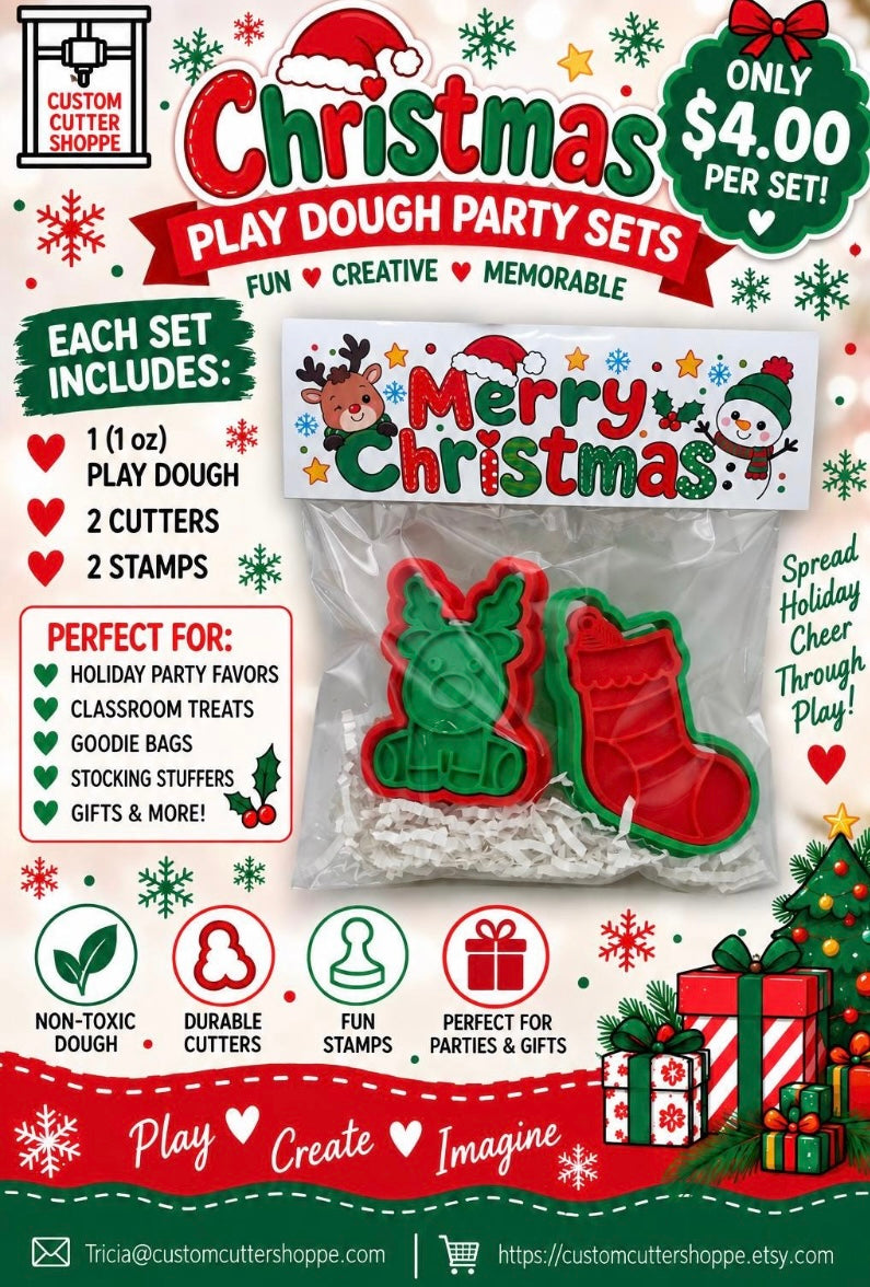 Christmas Party Favors for Kids, Play Dough Gift Set, Goodie Bag Stuffers, Kids Stocking Stuffers, Cookie Cutters & Stamps
