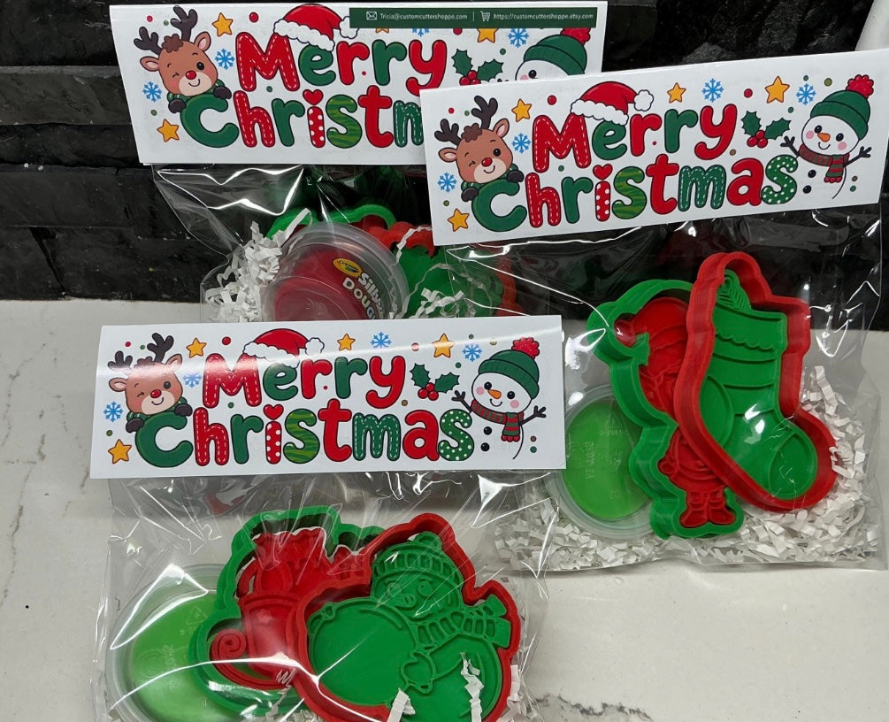Christmas Party Favors for Kids, Play Dough Gift Set, Goodie Bag Stuffers, Kids Stocking Stuffers, Cookie Cutters & Stamps