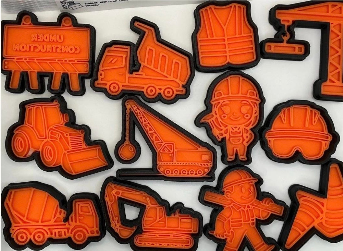 Construction Party Favor Set, Play Dough Kit with 1 dough & 2 Cutters/Stamps, Birthday Goodie Bag, Kids Party Gift, Classroom Treat