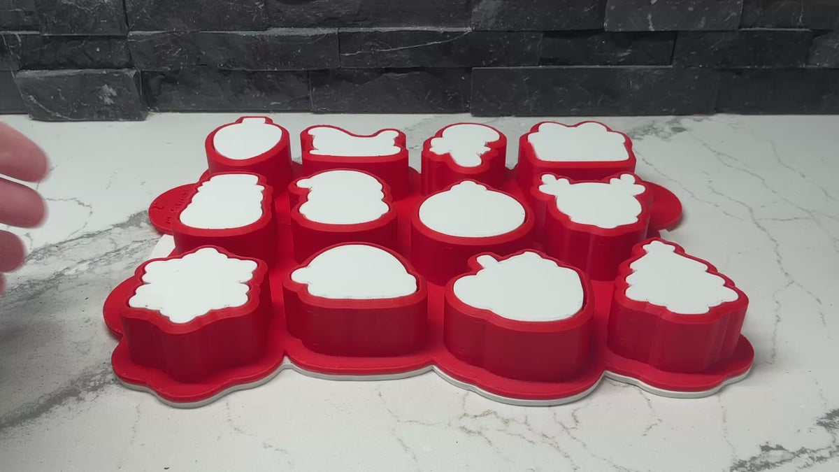 Christmas Multi Cake Pop Popper Mold 12-in-1, Christmas Cookie Cutter,  Advent Calendar Cookie Tool,  Holiday Baking Tool, 2” per shape